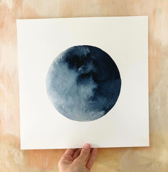 Modern Celestial Decor Solar System Art New Moon Art Print Spiritual Decor Indigoblue Gallery Wall Art Modern Home