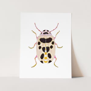 Watercolor Beetle Art Print. Beige and Purple. Fun Blue Bug Art. Watercolor Beetle Art Print. Kids / Girl Room Decor. Pretty Bug Art.