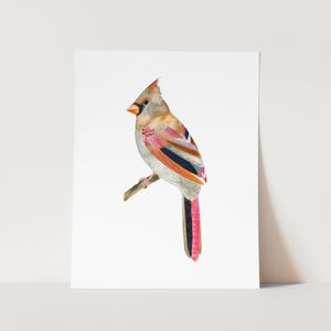 Watercolor Cardinal Art Print, Female Cardinal Bird Painting, Nature Wall Art, Bird Decor for Living Room, Gallery Wall Art Print