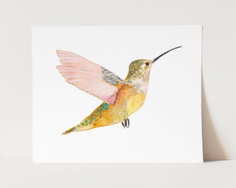 Rofous Hummingbird Art Print | Hummingbird Wall Decor | Hummingbirds of North America | Birds of the Northern Pacific | Hummingbird Painting