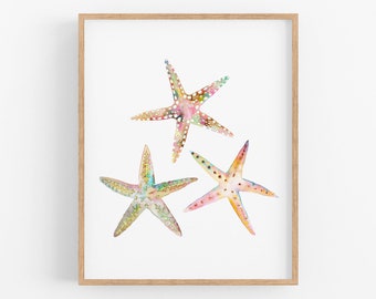 Watercolor Starfish Art Print. Pink Coastal Art. Starfish Painting. Ocean / Beach House Art Print. Coastal Living Room Art. Bathroom Art.