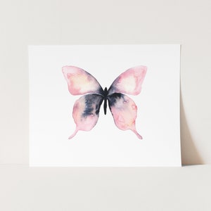 Pink Watercolor Butterfly Art Print. Pink and Black Butterfly Wall Art. Dorm Room Art. Gallery Wall Nature Art. Butterfly Painting. Pink Art image 2