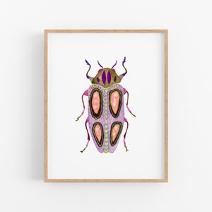 Watercolor Beetle Art Print | Colorful Bug Art for Kids Room | Nursery Decor | Kids Wall Art | Beetle Illustration | Colorful Insect Art