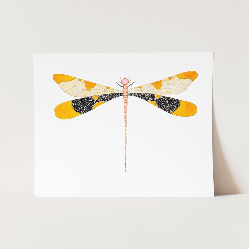 Watercolor Dragonfly Art Print. Blue Dragonfly Artwork. Colorful Insect Art. Gallery Wall Prints. Nature Painting. Pretty Insect Artwork. image 1