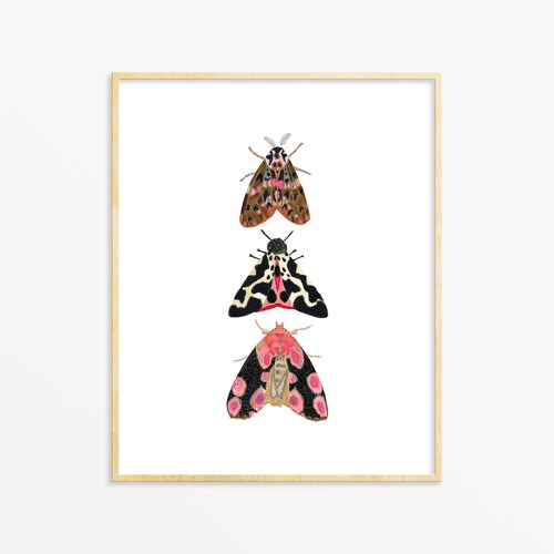 Watercolor Art Print. Pink Moth Illustration. Pretty Bug Art Print. Nature Art. Modern Kids Room Decor. Baby Shower Gift. Woodland Art.