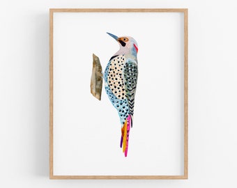 Watercolor Yellowhammer Art Print. Alabama State Bird Painting. Northern Flicker Woodpecker Watercolor Art. Country House Bird Lover Decor.