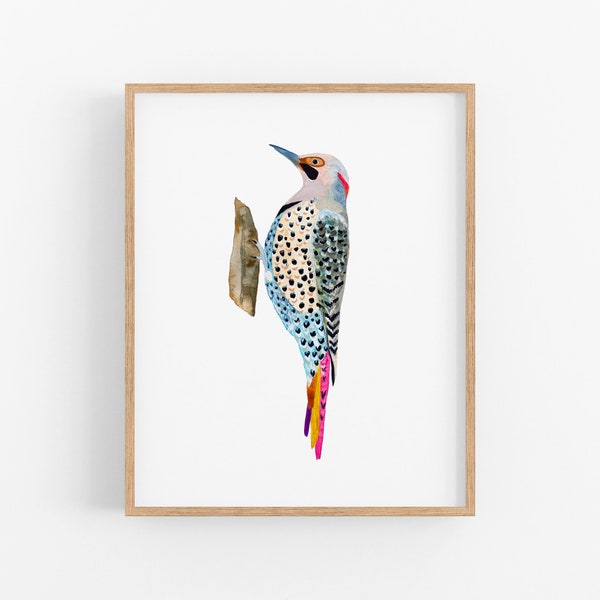 Watercolor Yellowhammer Art Print. Alabama State Bird Painting. Northern Flicker Woodpecker Watercolor Art. Country House Bird Lover Decor.