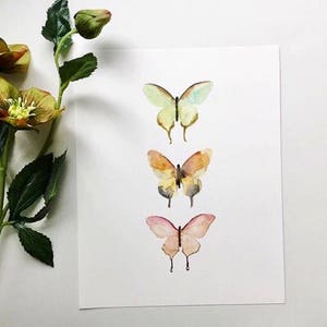 Nursery Art Print. Pastel Watercolor Butterfly. Modern Nature Art. Girls Room Art. Mint & Pink Sophisticated Unique Modern Nursery Wall Art. image 3