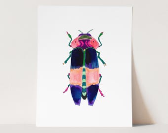Watercolor Beetle.  Watercolor Beetle Art Print. Kids Room Decor.  Watercolor Bug.  Beetle Wall Art.  Colorful Insect Art.  Boys Room Art.