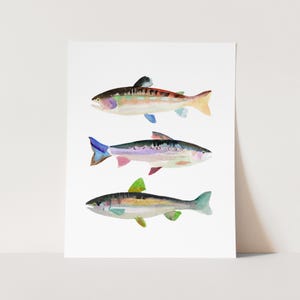 Trout Watercolor Art Print. Blue & Green Watercolor Fish Art Painting. Pond Life Nature Decor. Fisherman Dad Wall Art. Trout Illustration.