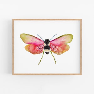 Watercolor Planthopper Art. Print. Cute Insect Art. Watercolor Bug Art Print. Kids Insect Art. Fun Bug Art Prints. Large Nature Art Prints.