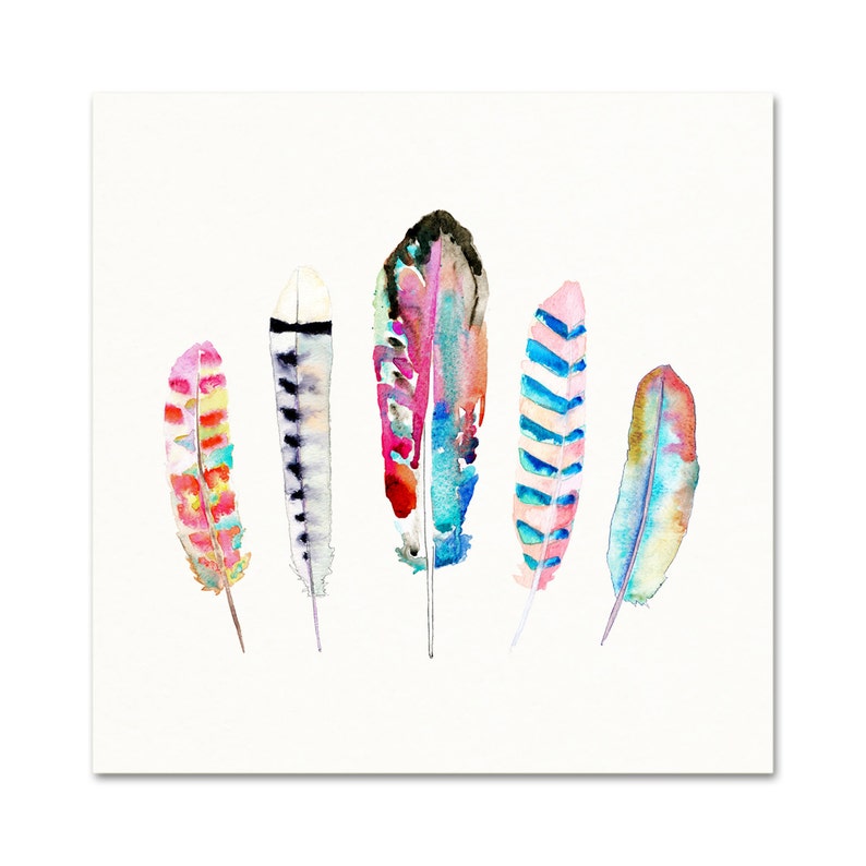 Feather Art. Watercolor Feathers Art Print. Colorful Boho Etsy
