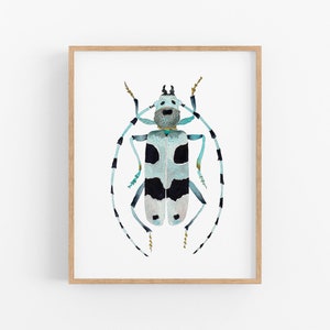 Light Blue Beetle Art Print. Nursery Decor. Boy's / Girl's Insect Art. Nature Gallery Art. Modern Garden Theme Decor. Minimalist Home Decor.