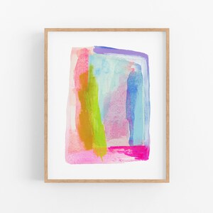 Modern Abstract Watercolor Art.   Bright home decor. Watercolor Art Print. Pink Blue Green. Minimalist Bright Abstract. Sarah Martinez Art