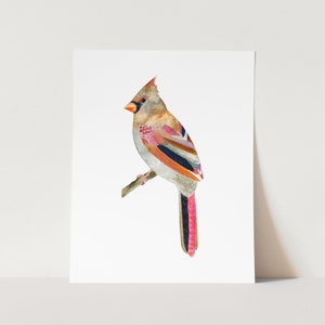 Watercolor Cardinal Art Print. Female Cardinal Bird Painting. Bird Art Nature Decor. Living Room Gallery Wall Art Female Cardinal Painting. image 2