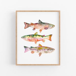 Lake House Wall Art. Gift For Dad / Fisherman. Watercolor Trout Art Print. Trout Wall Art. Trout Print. Angler Wall Art. Fisherman Gift.