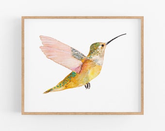 Rofous Hummingbird Art Print | Hummingbird Wall Decor | Hummingbirds of North America | Birds of the Northern Pacific | Hummingbird Painting