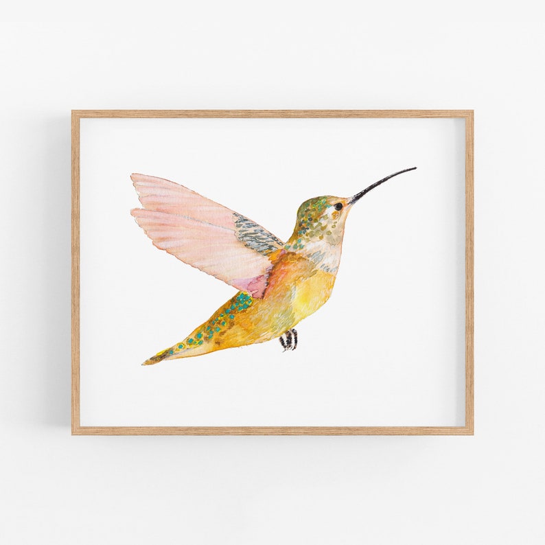 Rofous Hummingbird Art Print Hummingbird Wall Decor Hummingbirds of North America Birds of the Northern Pacific Hummingbird Painting image 1