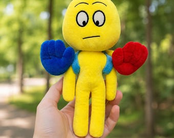 Peluche Poppy Playtime Player con GrabPack, peluche amarillo con avatar de jugador, manos magnéticas articuladas, juguete de juego de terror, regalo coleccionable para gamers