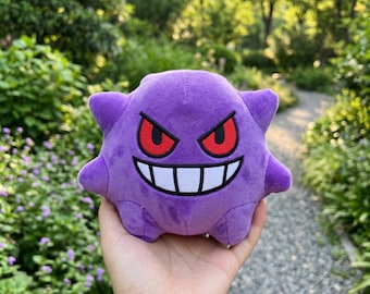 Gengar Plush Pokemon Stuffed Animal, Cute Ghost Toy, Kawaii Anime Plushie, Spooky Gamer Gift for Fans Boyfriend and Kids