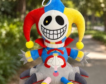 Jester Spider Plush - Prototype 1006 Oliver Doll, Creepy Cute Horror Game Stuffed Animal, Spooky Goth Clown Spider, Gamer Gift Decor