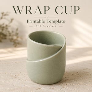 Wrap Cup Pottery Template | Kitchen Ware Ceramic Art Design | Slab Building Mug Pattern | DIY Clay Cup Template | Printable PDF Download