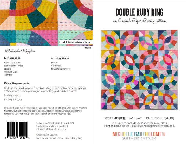 Double Ruby Ring EPP Quilt Pattern PDF image 3