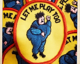 HEY! –'Let Me Play Too' Authentic Vintage 60s 70s Oval Patch Denim Hippy Hippie – Exercise Physical