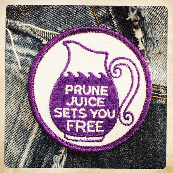 Prune Juice Sets You FREE – Round Patch Authentic Vintage 60s 70s Denim Hippy Hippie Boho