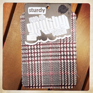 PLAID HOUNDSTOOTH – Iron-On Sturdy Brand GRUBBY 5&quot; x 7&quot; Knee Elbow Patch Authentic Vintage 70s Denim Hippy Hippie Boho