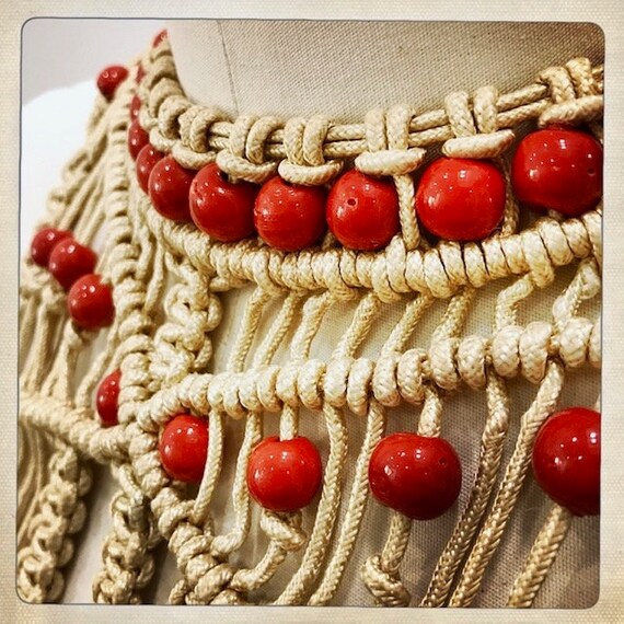 INSANE! - Dramatic Macrame / Maroon Velvet Hand-B… - image 5