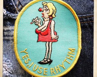 Yes, I Use Rhythm Patch – Oval Patch Authentic Vintage 60s 70s Denim Hippy Hippie Boho