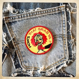 ¿Cómo te va? – Parche Redondo Auténtico Vintage 60s 70s Denim Hippy Hippie Boho