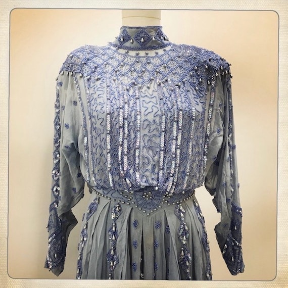 WOWZA! Vintage 80s Sequin Beaded Pearl Embroidere… - image 2