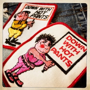 Down With Hot Pants - Aufnäher mit rechteckigem Aufnäher Vintage 60er 70er Denim Hippy Hippie Boho Snowmobile Schneehase Bild 6