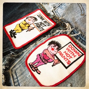 Down With Hot Pants - Aufnäher mit rechteckigem Aufnäher Vintage 60er 70er Denim Hippy Hippie Boho Snowmobile Schneehase Bild 10