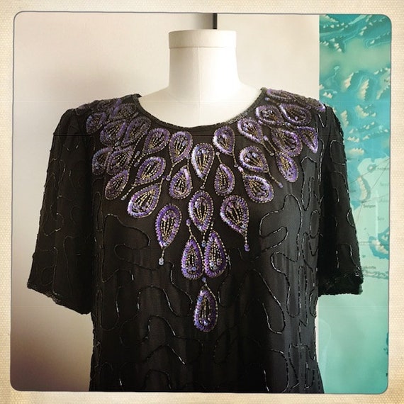 GORGEOUS! Vintage 70s Sequin Beaded Indian Coutur… - image 1