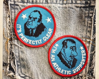 Naszywka Richard NIXON Spiro AGNEW Political Humor – Okrągła naszywka Autentyczny Vintage Lata 60. Lata 70. Denim Hippy Hippie Boho