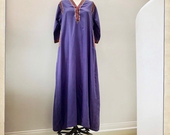 CONFORTABLE ! vintage des années 70 April Cornell VIOLET robe indienne brodée Boho hippie