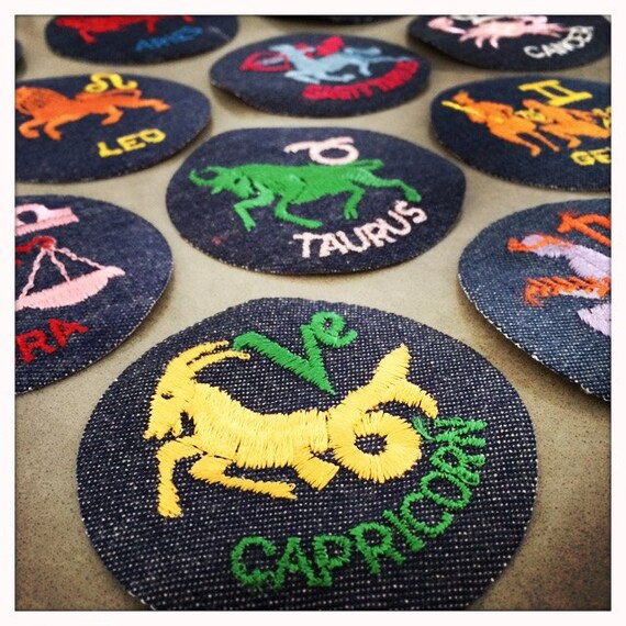 ZODIAC ASTROLOGY Round Patches Authentic Vintage … - image 3