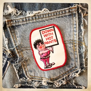 Down With Hot Pants - Aufnäher mit rechteckigem Aufnäher Vintage 60er 70er Denim Hippy Hippie Boho Snowmobile Schneehase Bild 9