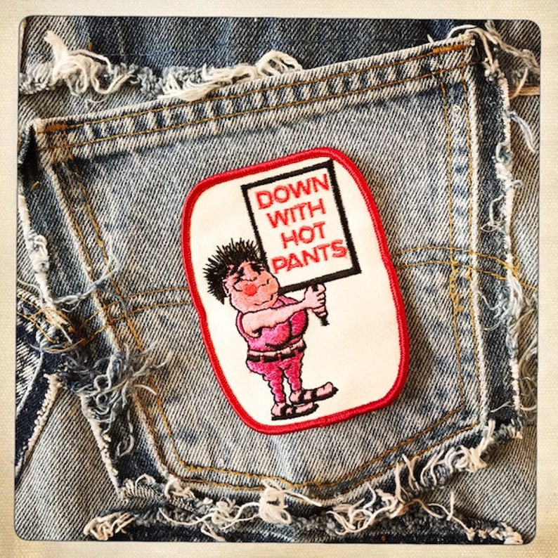 Down With Hot Pants - Aufnäher mit rechteckigem Aufnäher Vintage 60er 70er Denim Hippy Hippie Boho Snowmobile Schneehase Bild 9