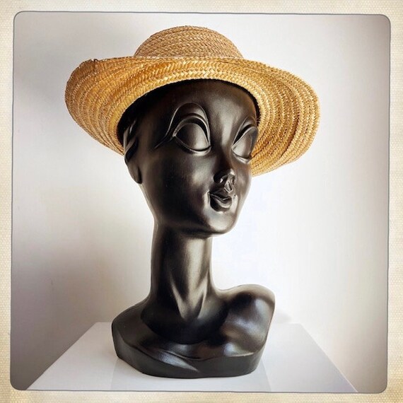 CLASSIC! Vintage 50s 60s STRAW Grommet Sun Hat - … - image 2