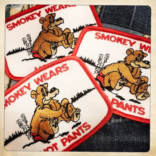 SMOKEY Wears Hot Pants – Patch Authentic Vintage 60s 70s Hippy Hippie Boho Humor