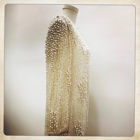 GORGEOUS! Vintage 80s Sequin Beaded Pearl Couture… - image 8