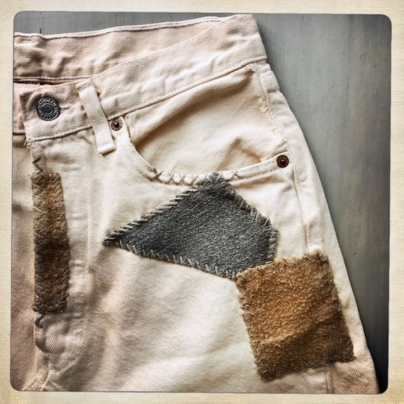 Rocker Vintage Beige LEVI'S Denim SKIRT with Vint… - image 5