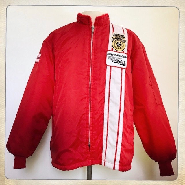 RARE Vintage RED Teamsters Keep on Truckin' Racing Jacket With