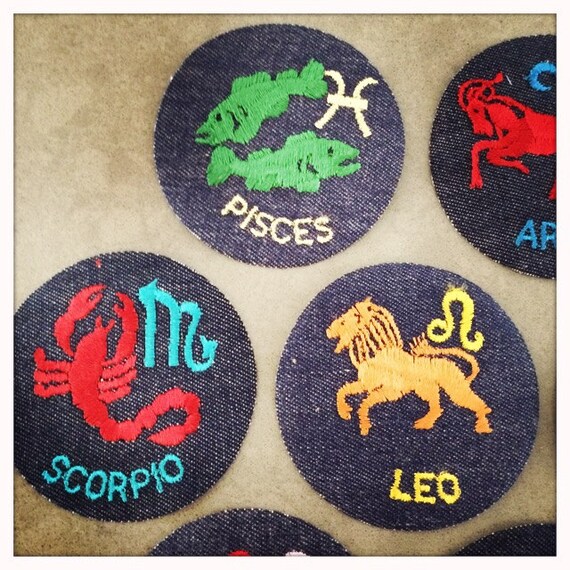 ZODIAC ASTROLOGY Round Patches Authentic Vintage … - image 5