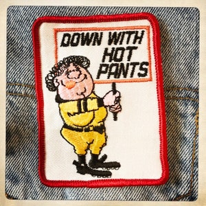 Down With Hot Pants - Aufnäher mit rechteckigem Aufnäher Vintage 60er 70er Denim Hippy Hippie Boho Snowmobile Schneehase Bild 2