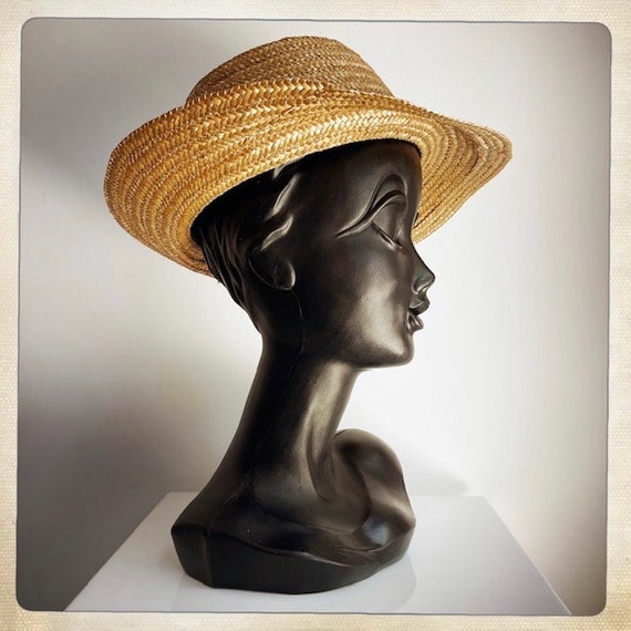 CLASSIC! Vintage 50s 60s STRAW Grommet Sun Hat - … - image 4